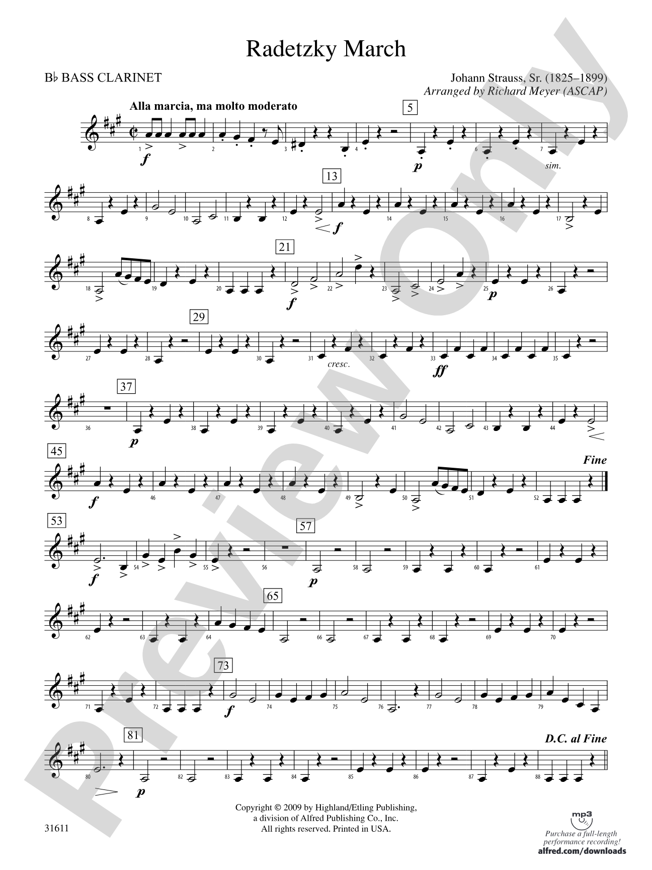 Radetzky March: B-flat Bass Clarinet