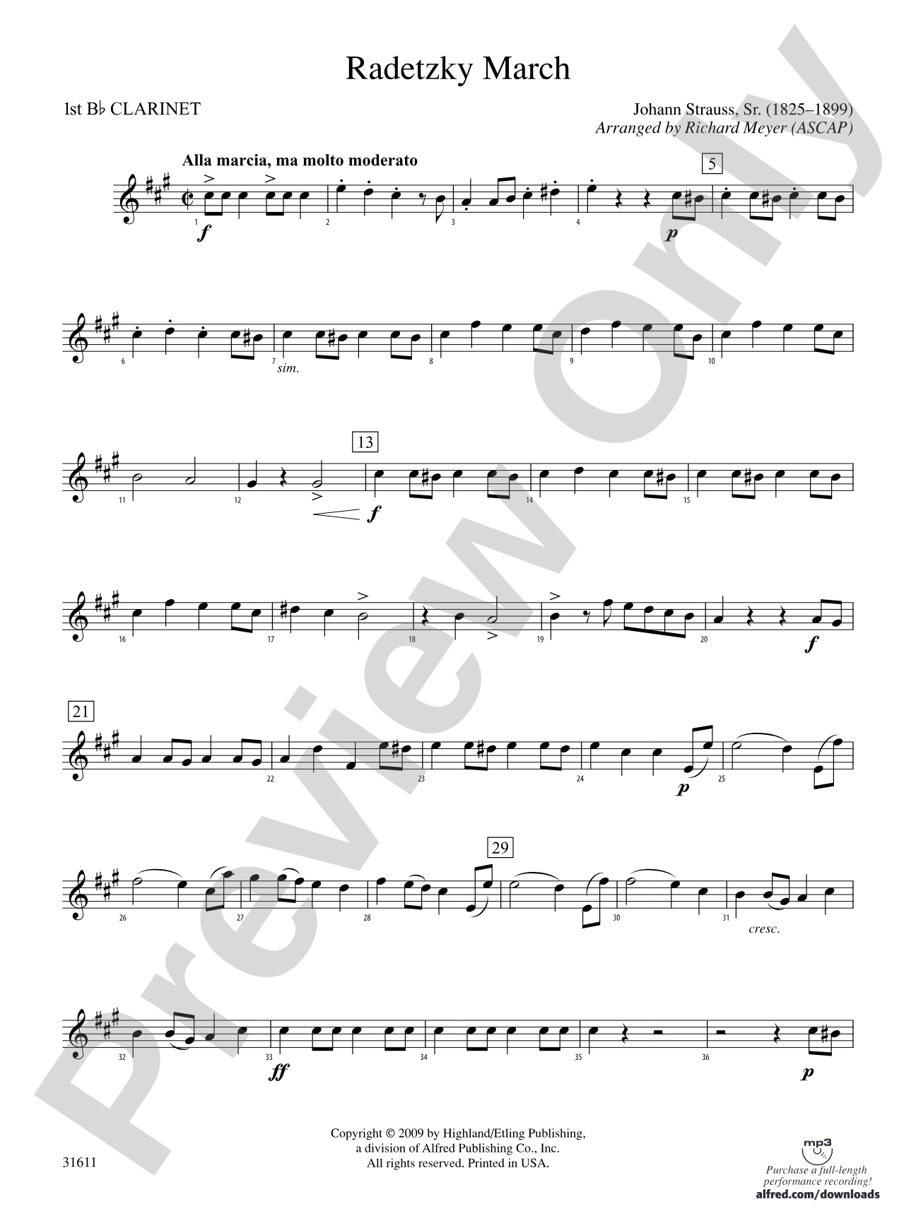 Radetzky March: 1st B-flat Clarinet