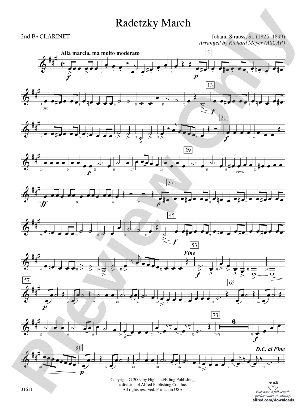 Radetzky March: 2nd B-flat Clarinet