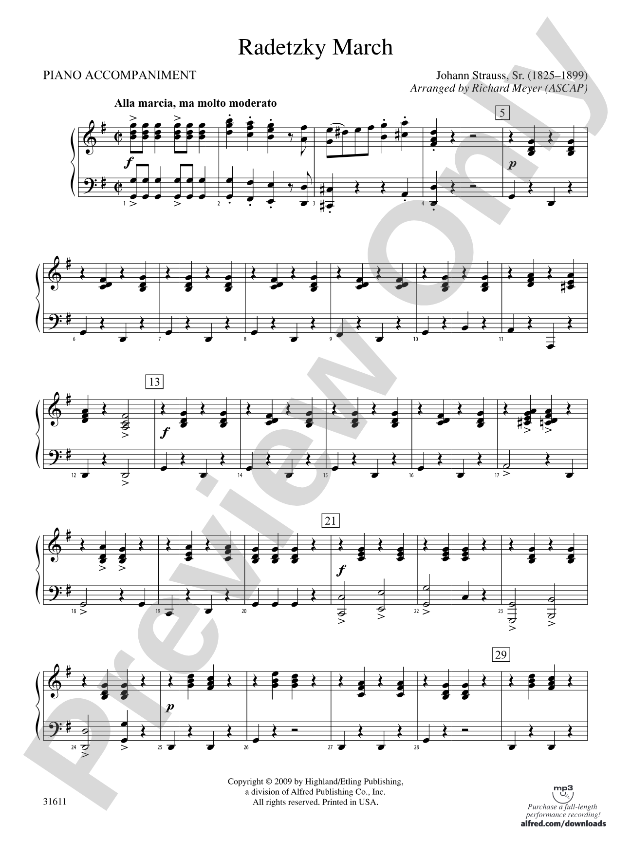 Radetzky March: Piano Accompaniment