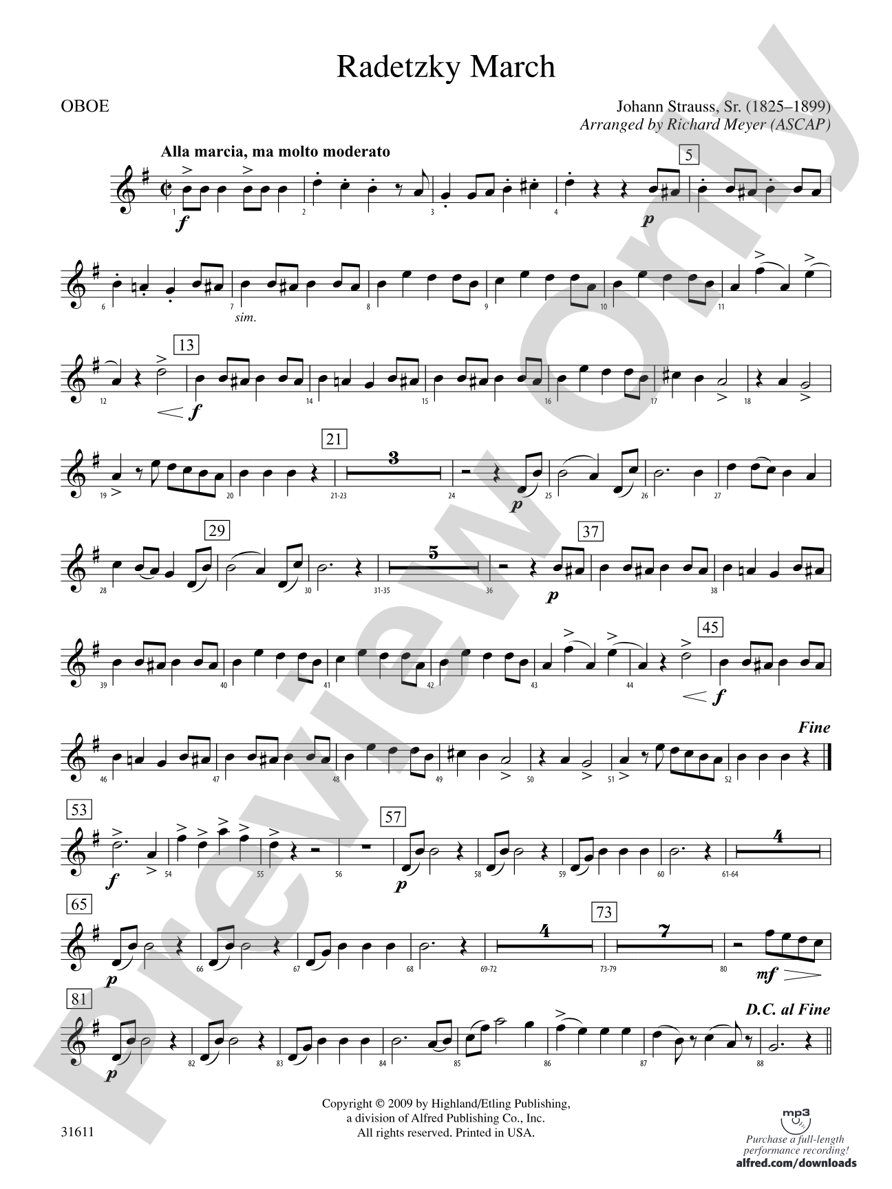 Radetzky March: Oboe