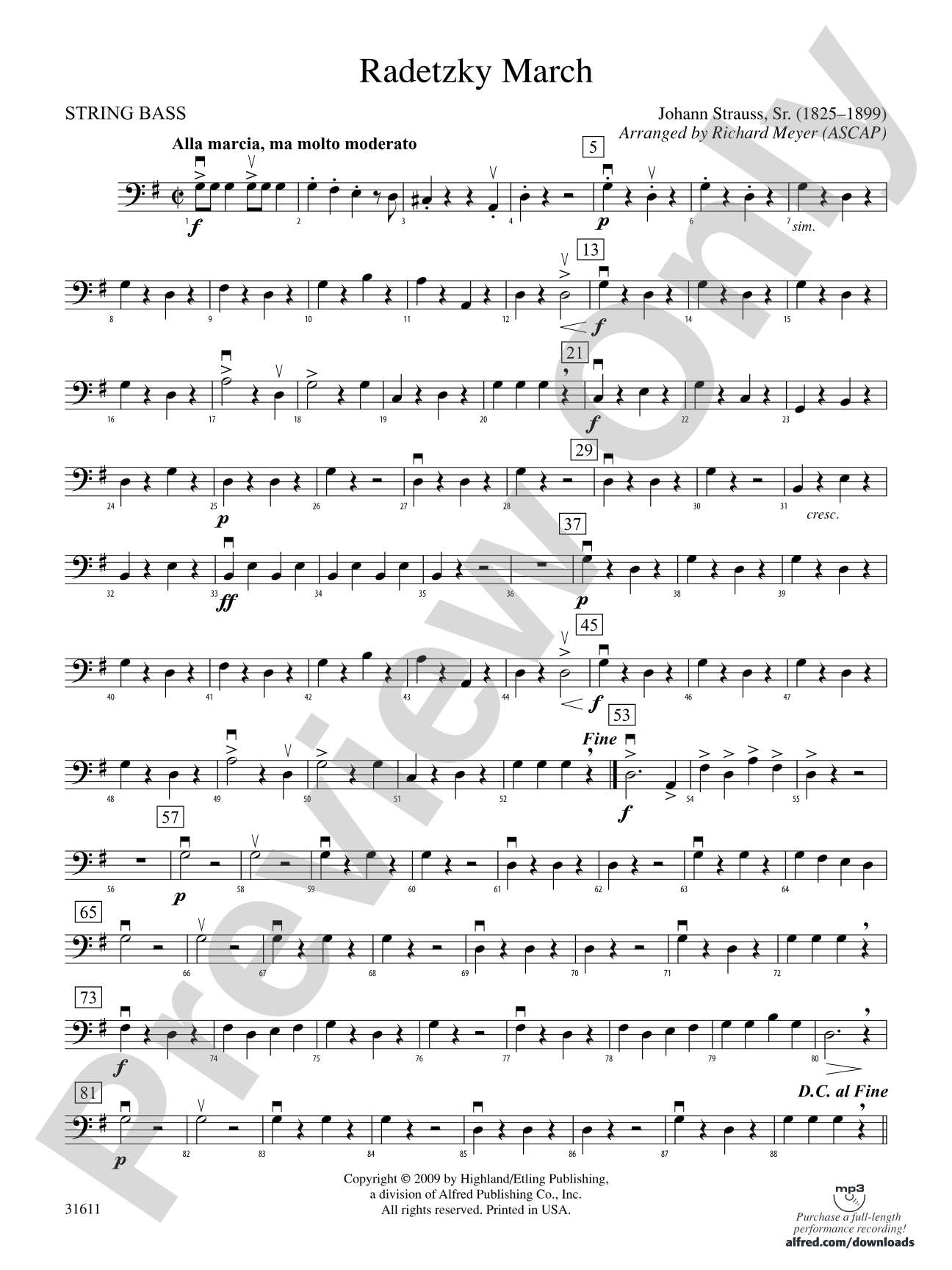 Radetzky March: String Bass