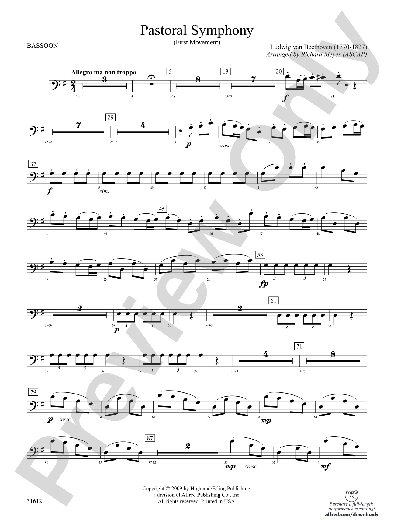 Pastoral Symphony (First Movement): Bassoon