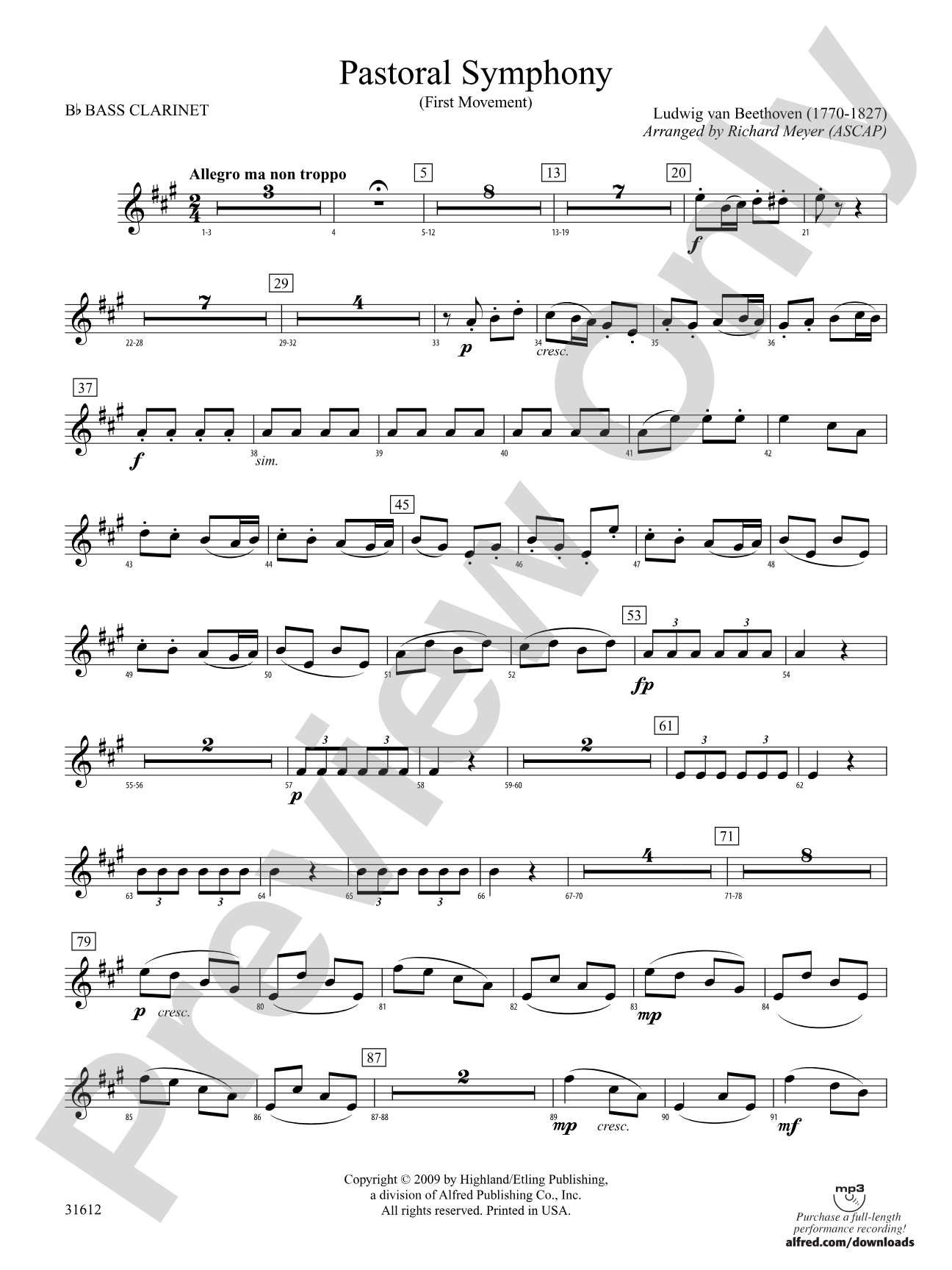 Pastoral Symphony (First Movement): B-flat Bass Clarinet