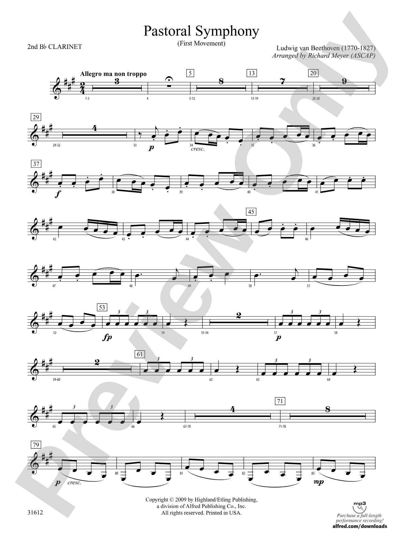 Pastoral Symphony (First Movement): 2nd B-flat Clarinet