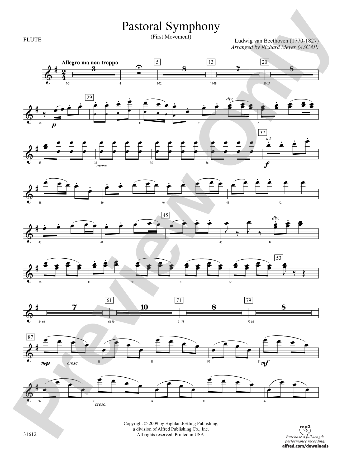 Pastoral Symphony (First Movement): Flute