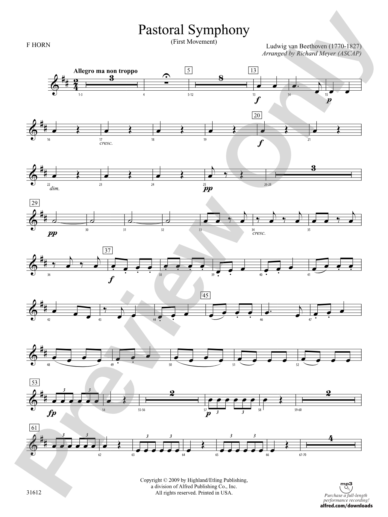 Pastoral Symphony (First Movement): 1st F Horn