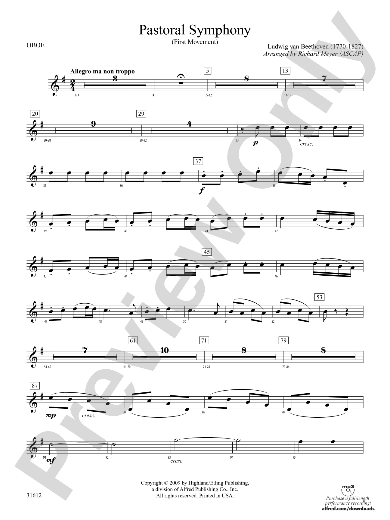 Pastoral Symphony (First Movement): Oboe