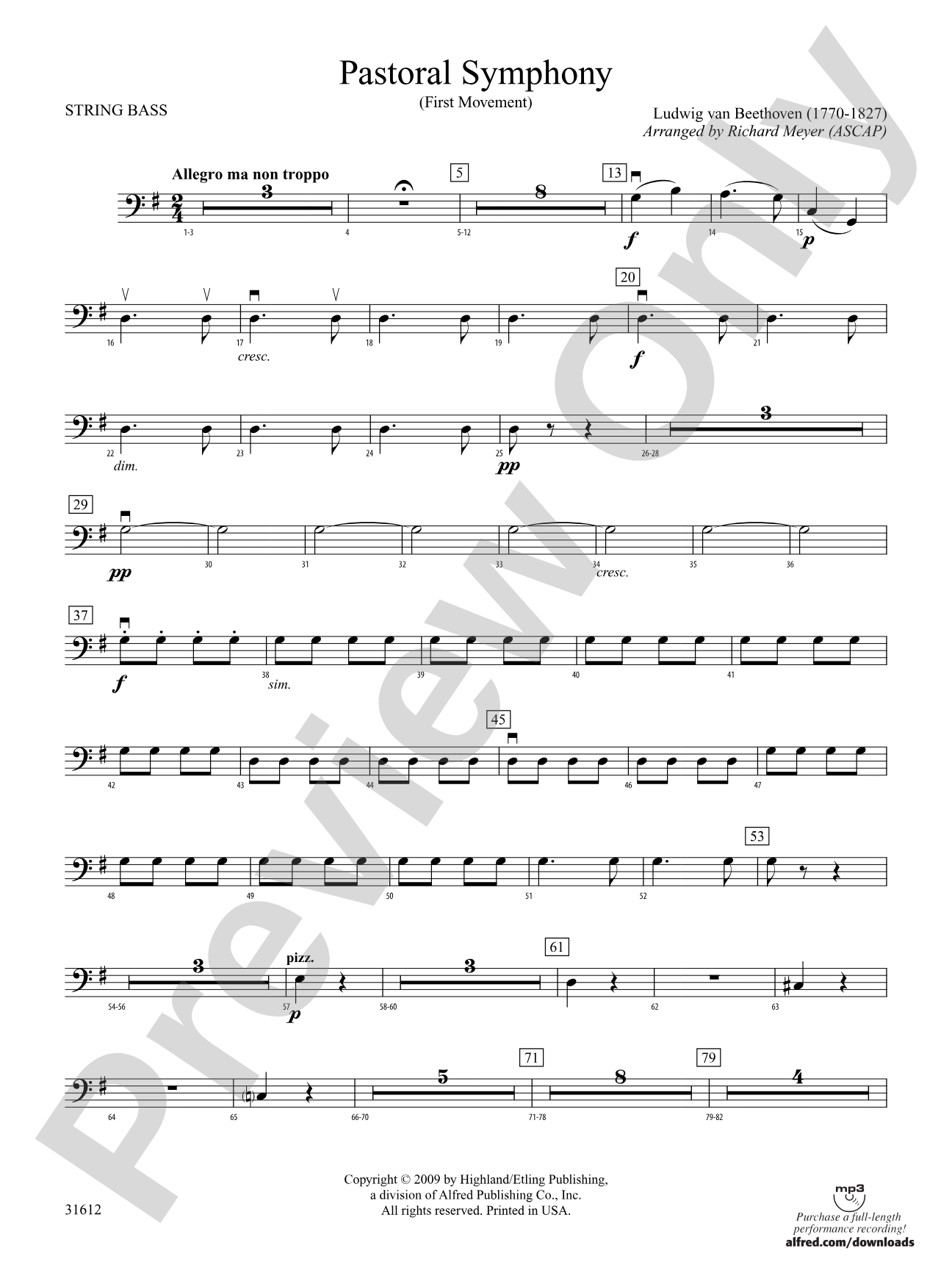 Pastoral Symphony (First Movement): String Bass