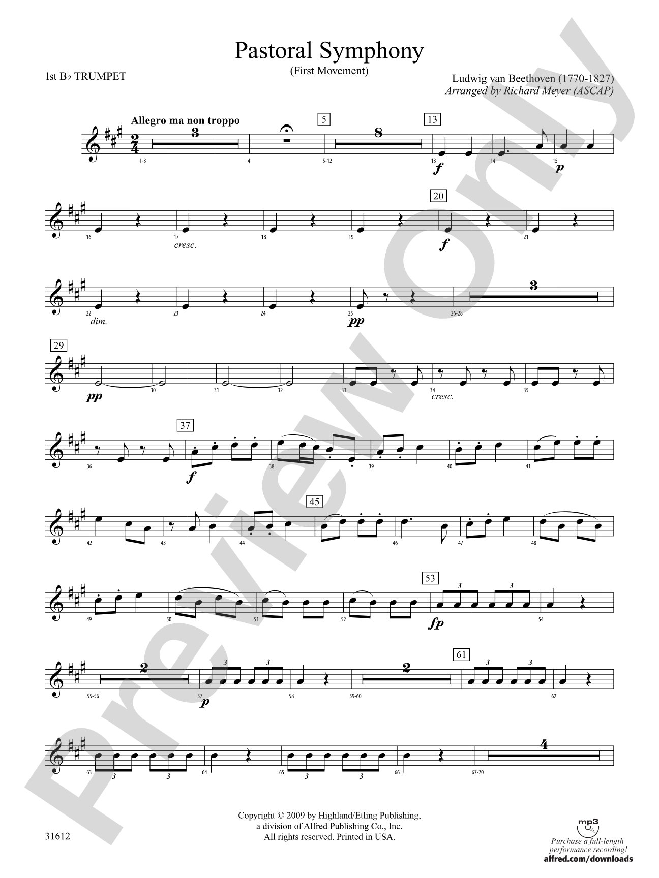 Pastoral Symphony (First Movement): 1st B-flat Trumpet