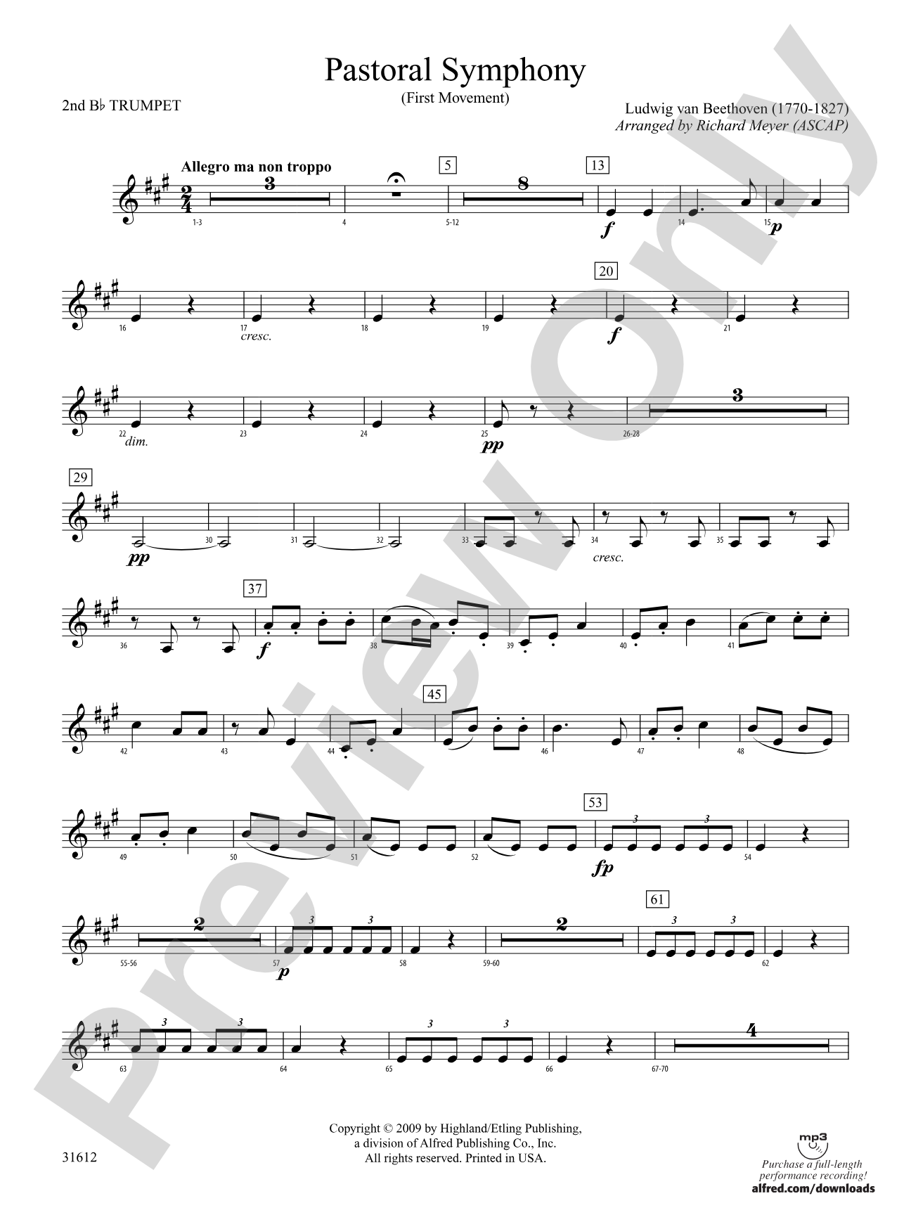 Pastoral Symphony (First Movement): 2nd B-flat Trumpet