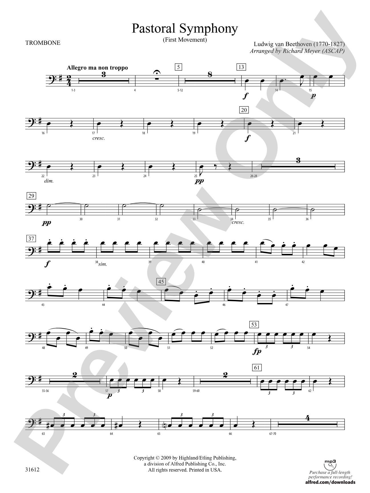Pastoral Symphony (First Movement): 1st Trombone