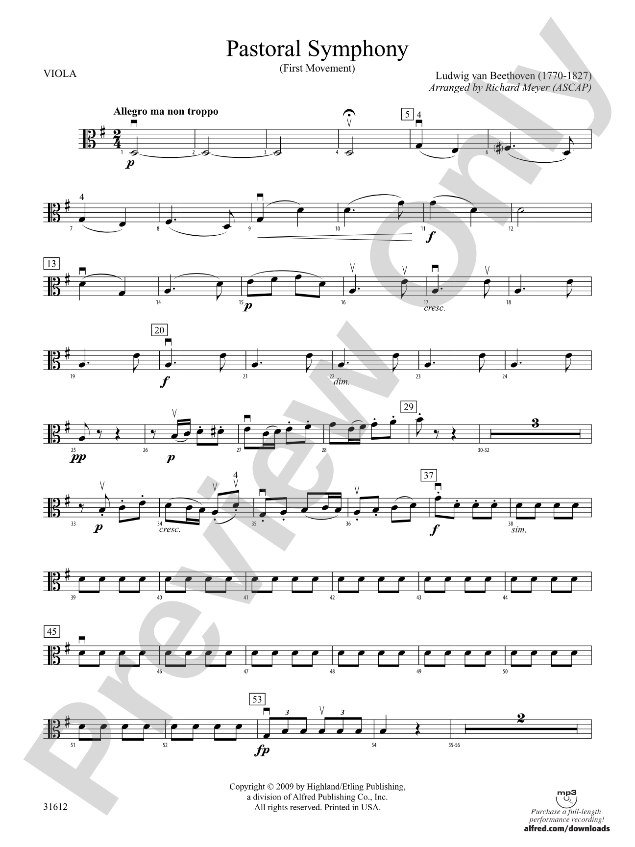Pastoral Symphony (First Movement): Viola