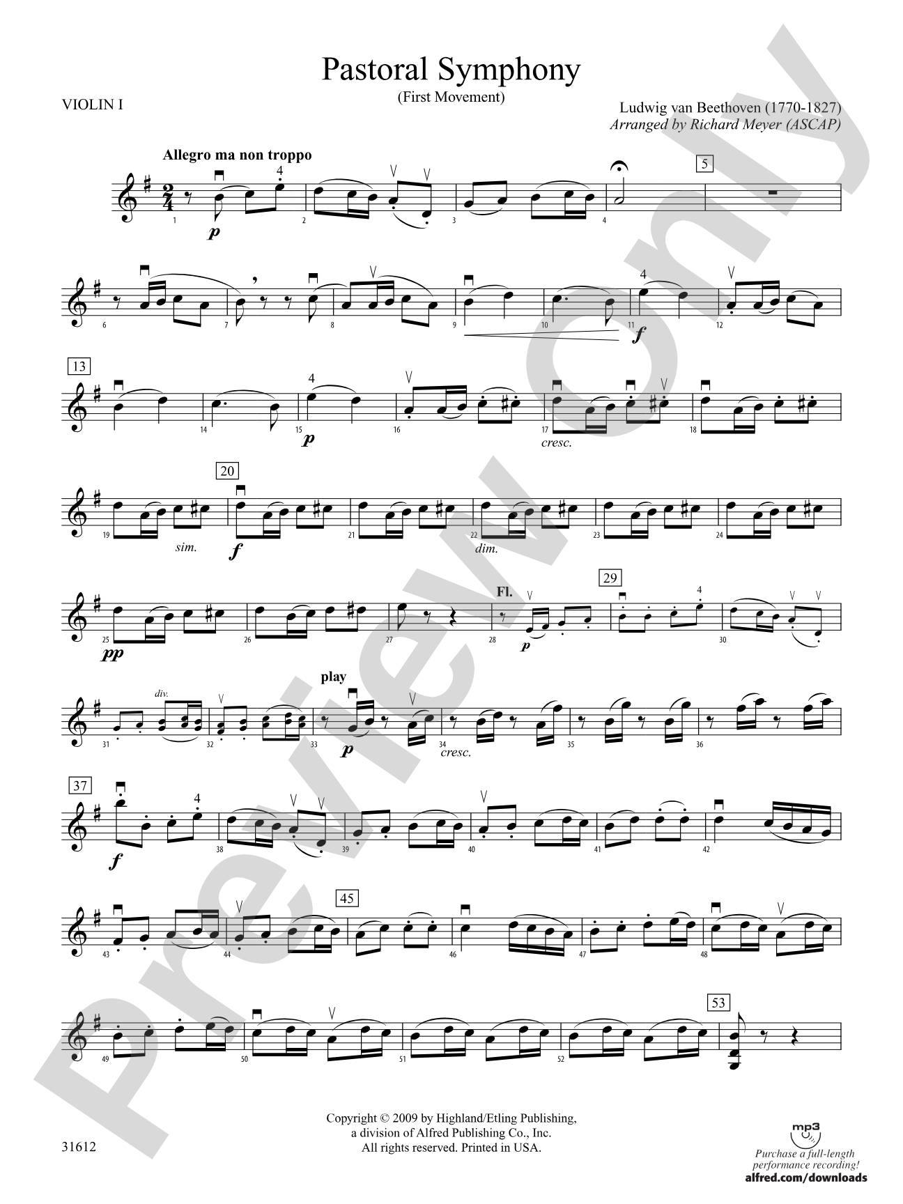 Pastoral Symphony (First Movement): 1st Violin