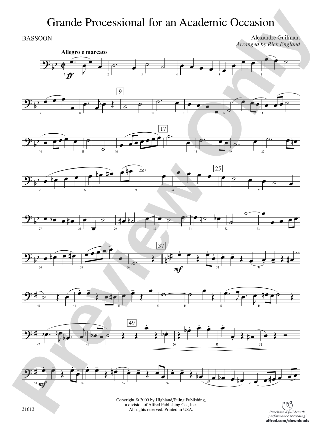Grande Processional for an Academic Occasion: Bassoon