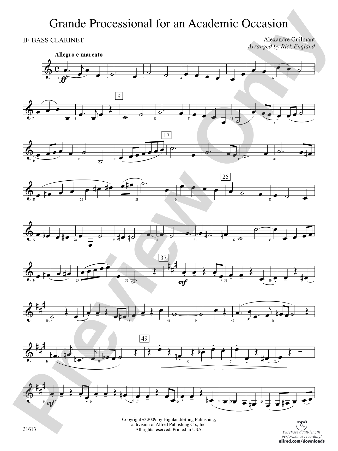 Grande Processional for an Academic Occasion: B-flat Bass Clarinet
