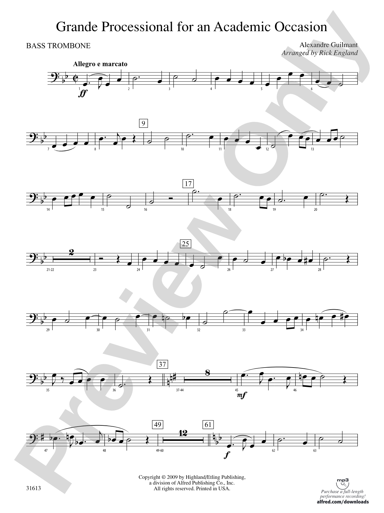 Grande Processional for an Academic Occasion: Bass Trombone