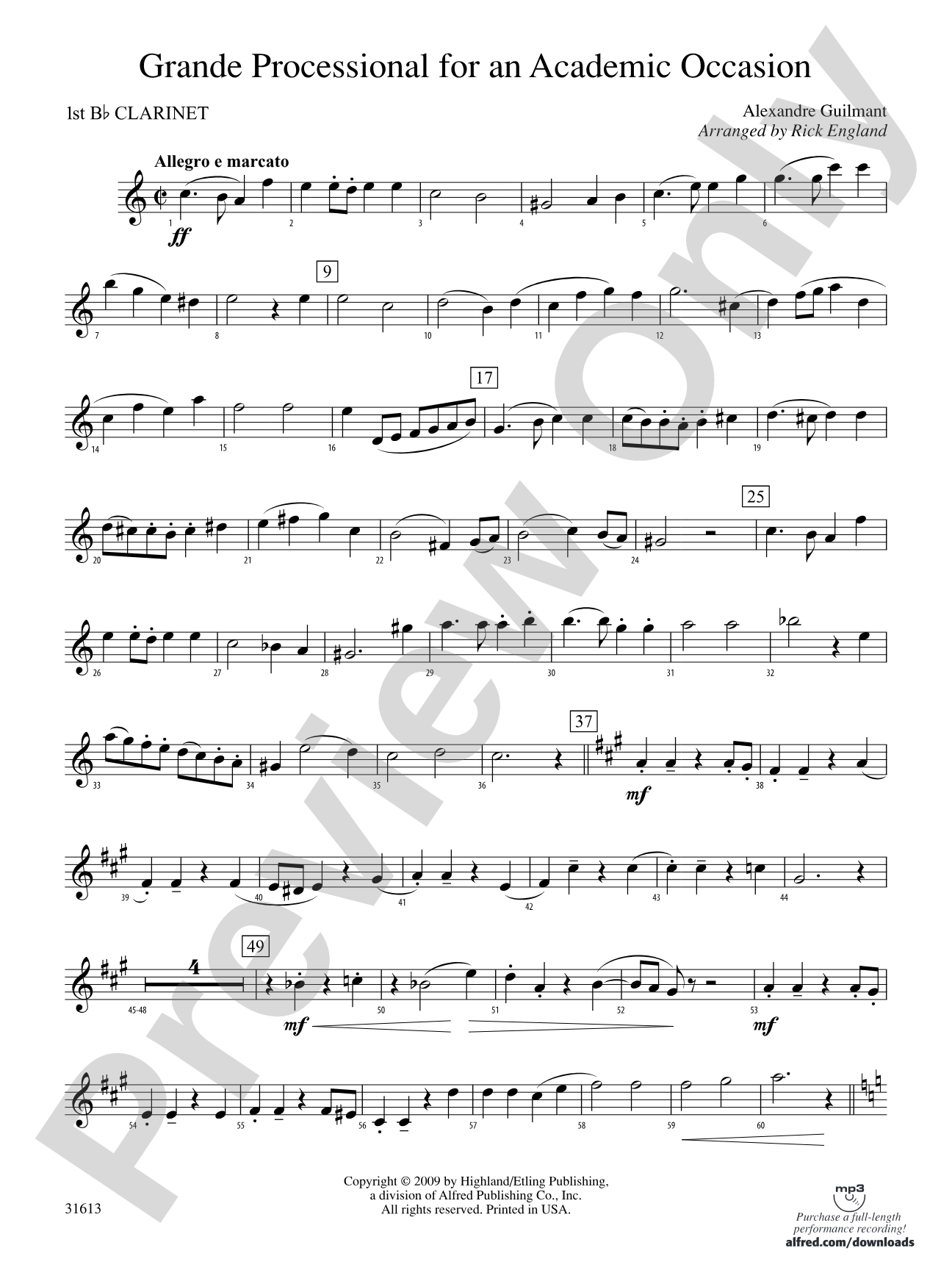 Grande Processional for an Academic Occasion: 1st B-flat Clarinet