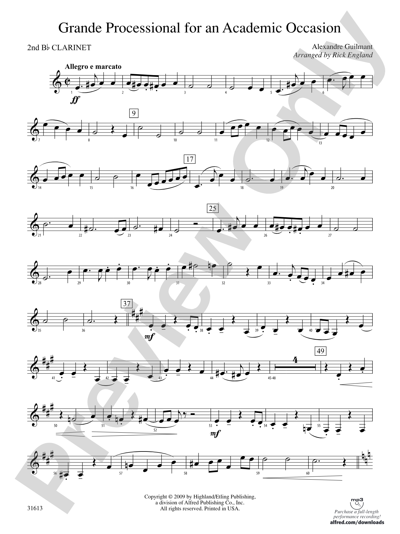 Grande Processional for an Academic Occasion: 2nd B-flat Clarinet