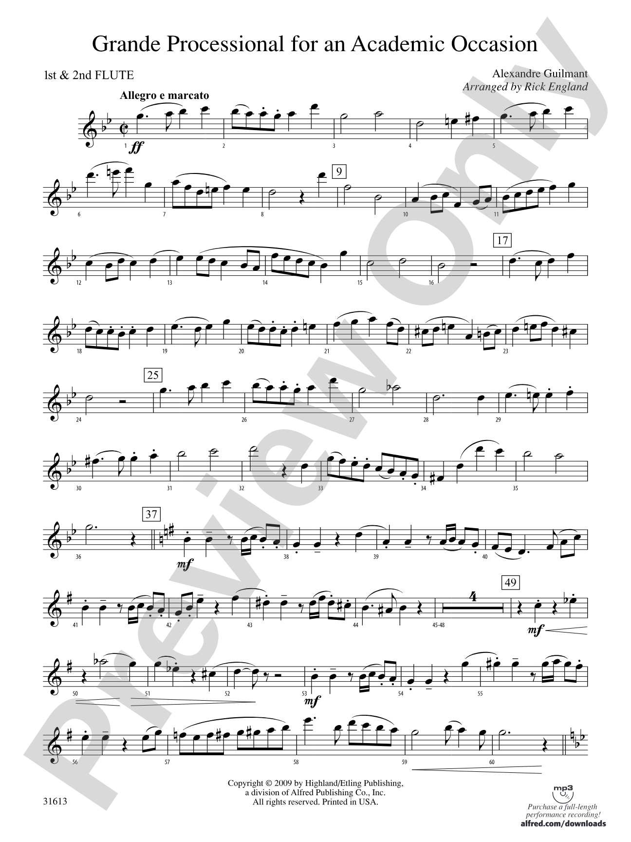 Grande Processional for an Academic Occasion: 1st & 2nd Flute