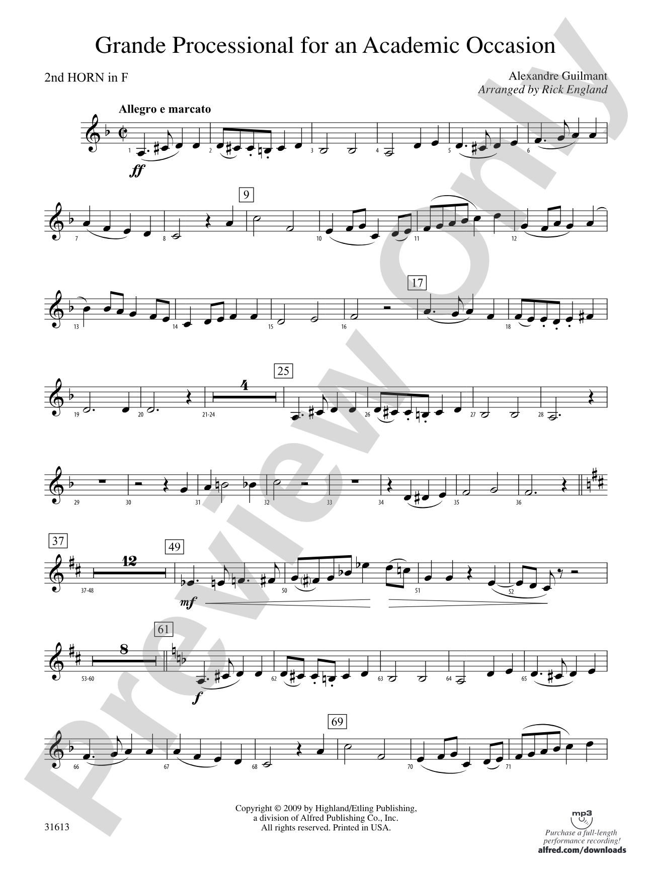 Grande Processional for an Academic Occasion: 2nd F Horn