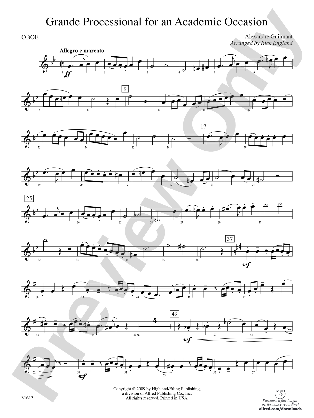 Grande Processional for an Academic Occasion: Oboe