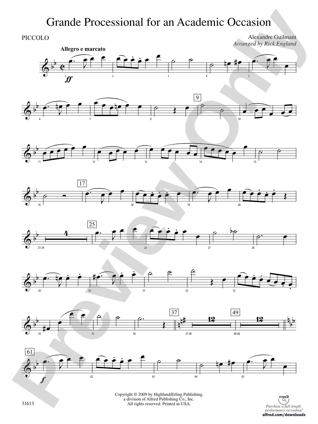 Grande Processional for an Academic Occasion: Piccolo