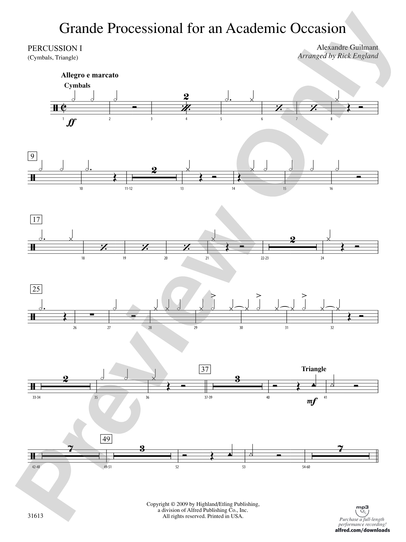 Grande Processional for an Academic Occasion: 1st Percussion