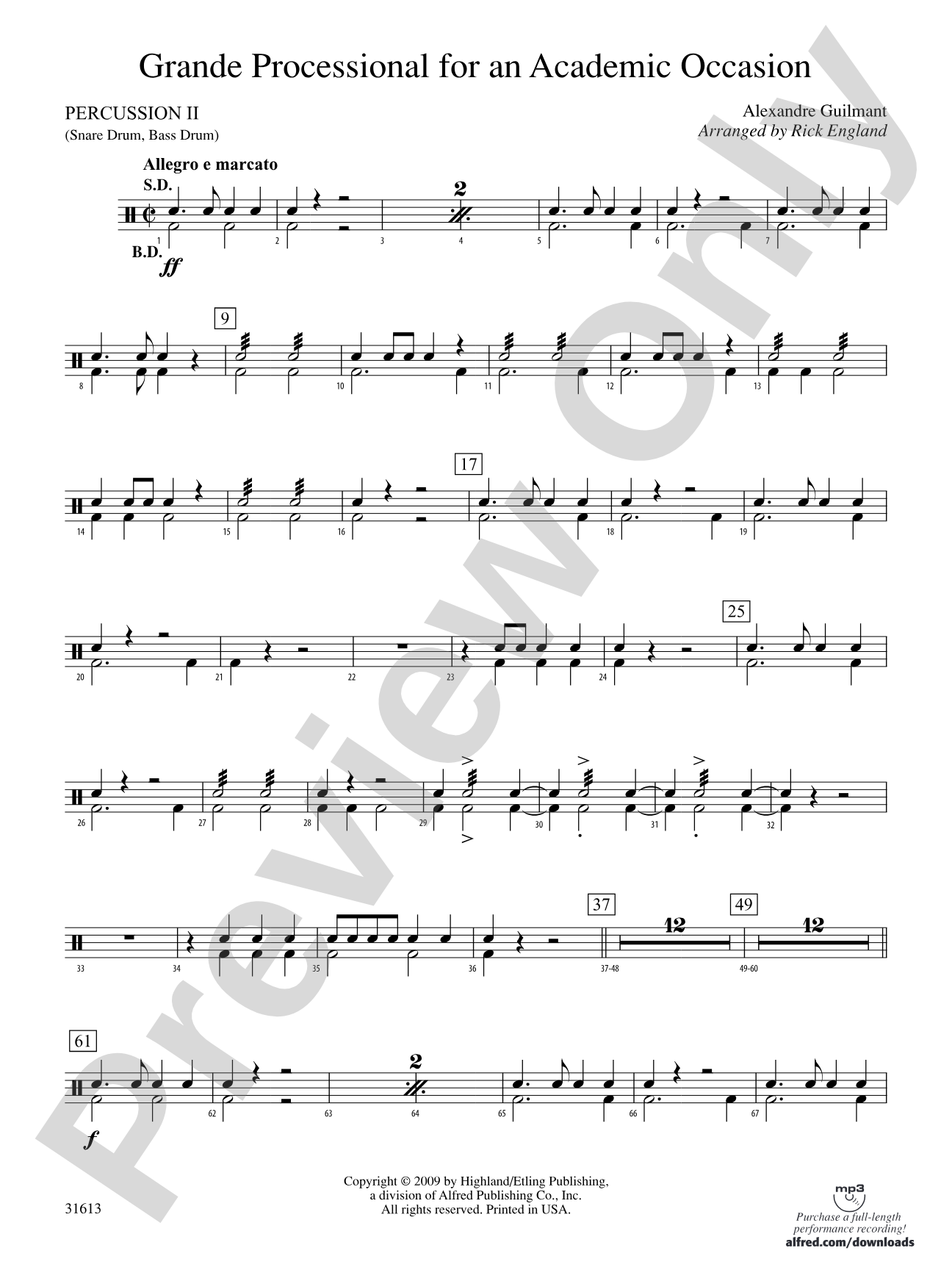 Grande Processional for an Academic Occasion: 2nd Percussion