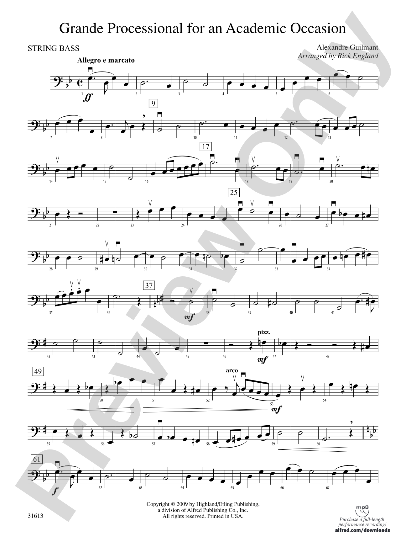 Grande Processional for an Academic Occasion: String Bass