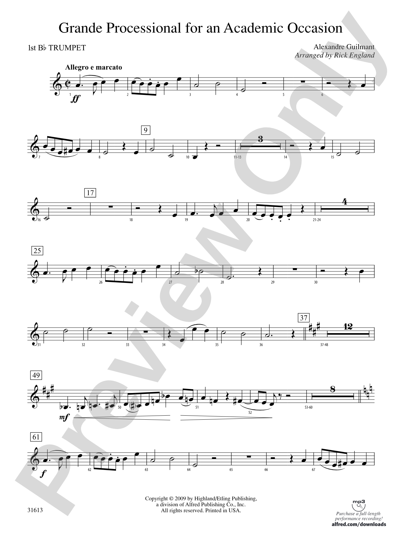 Grande Processional for an Academic Occasion: 1st B-flat Trumpet
