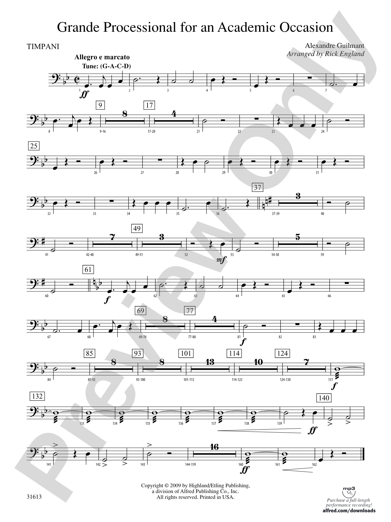 Grande Processional for an Academic Occasion: Timpani