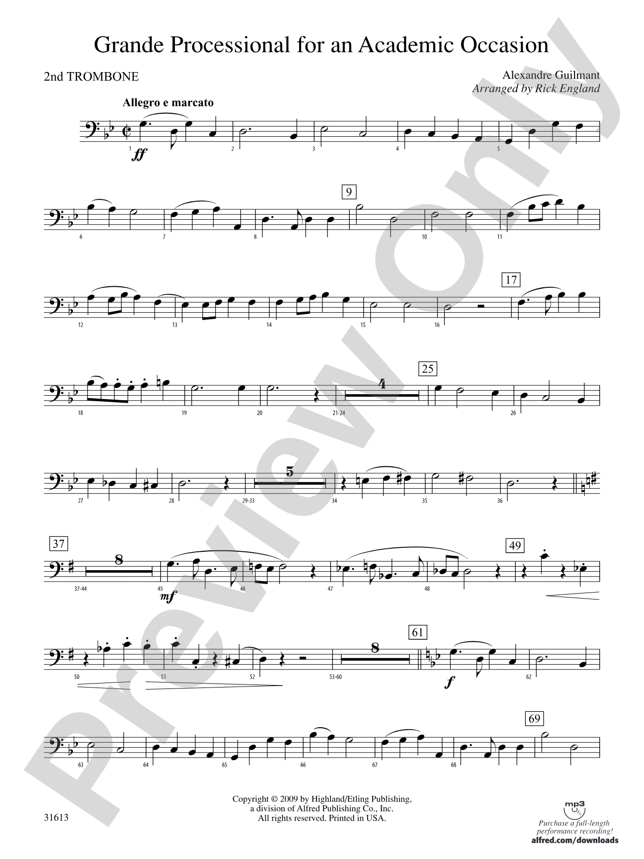 Grande Processional for an Academic Occasion: 2nd Trombone
