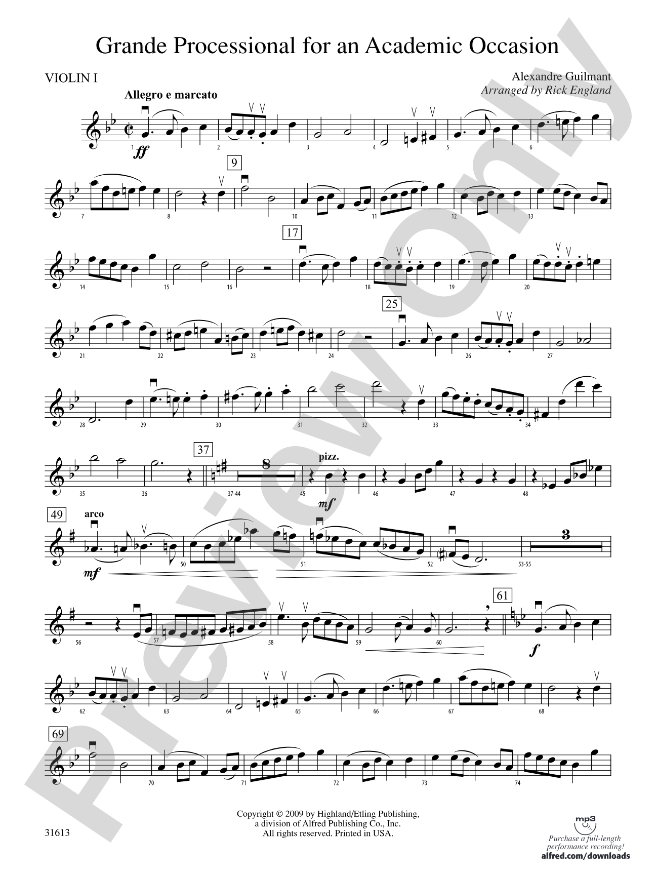 Grande Processional for an Academic Occasion: 1st Violin