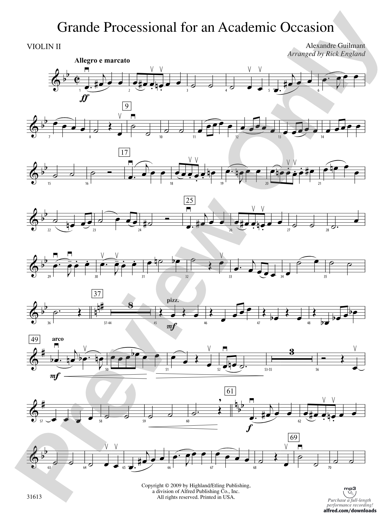Grande Processional for an Academic Occasion: 2nd Violin