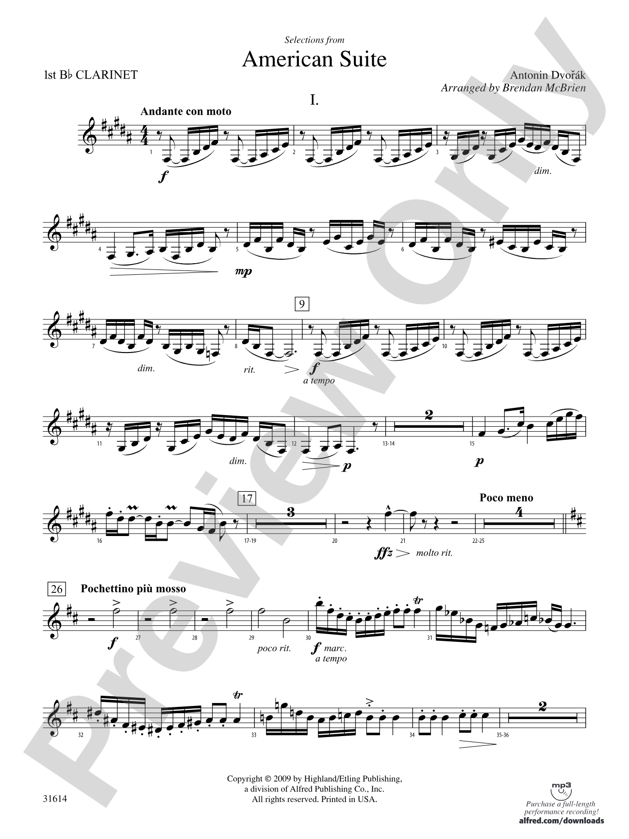 Selections from American Suite: 1st B-flat Clarinet