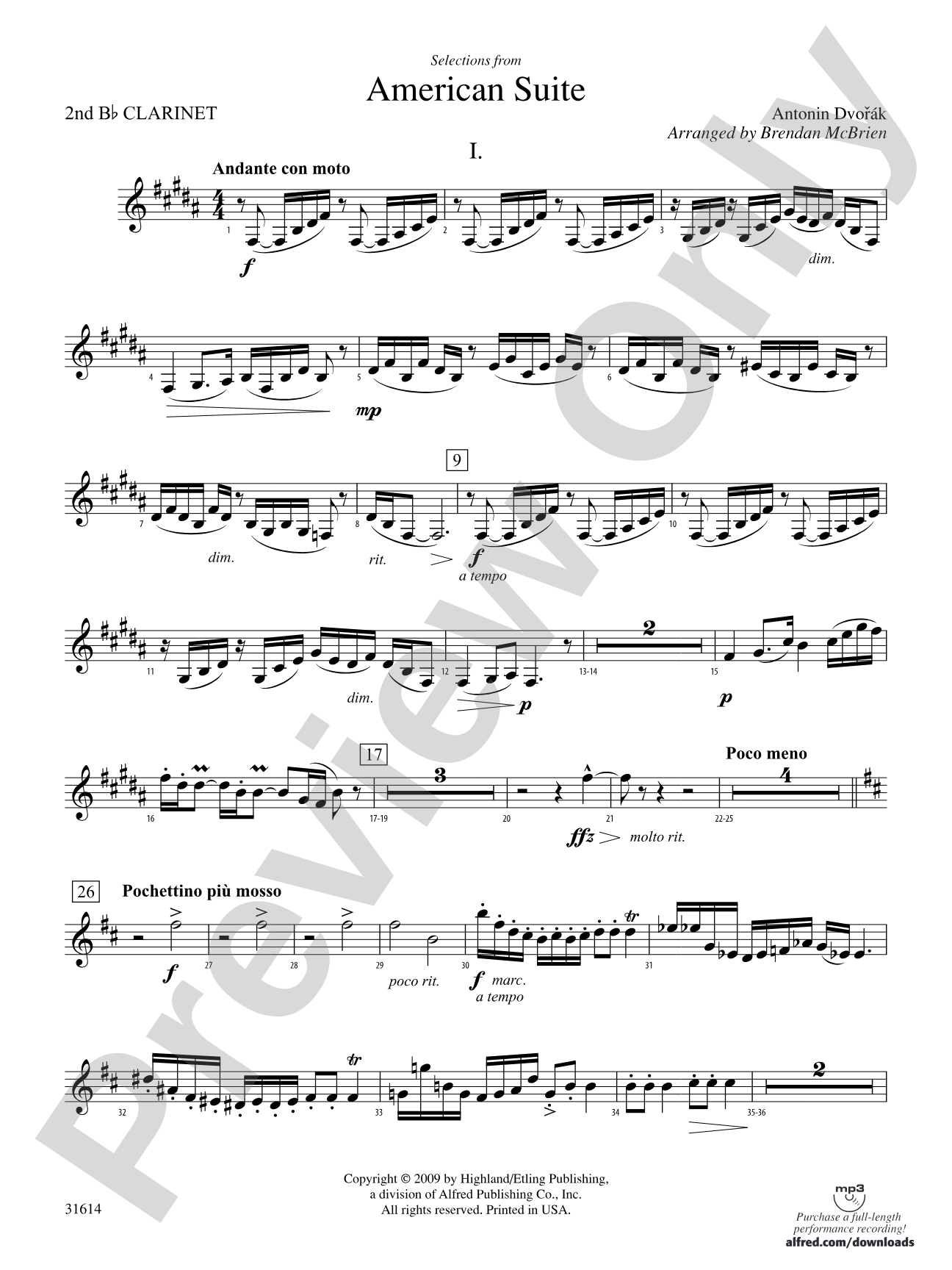 Selections from American Suite: 2nd B-flat Clarinet