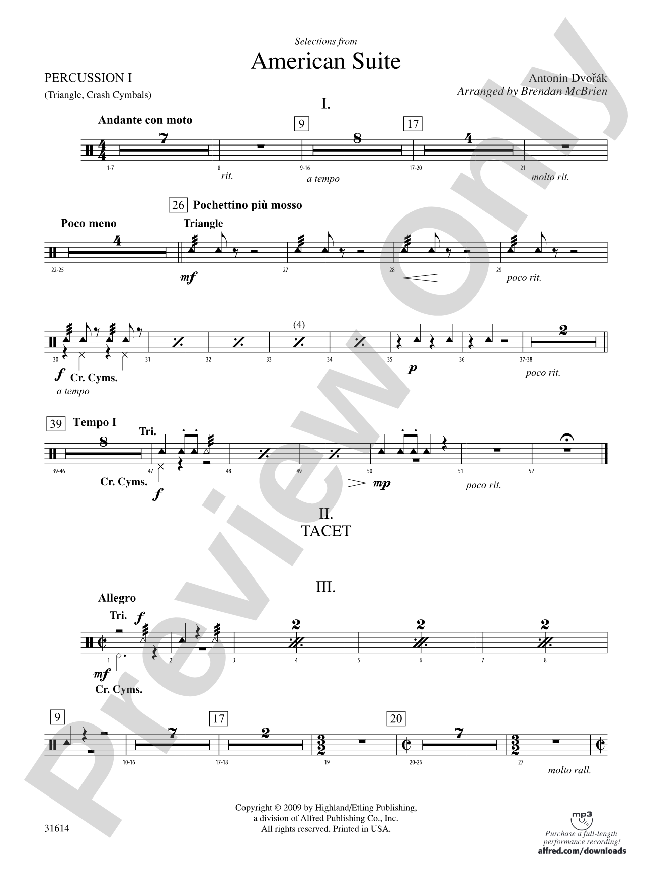 Selections from American Suite: 1st Percussion