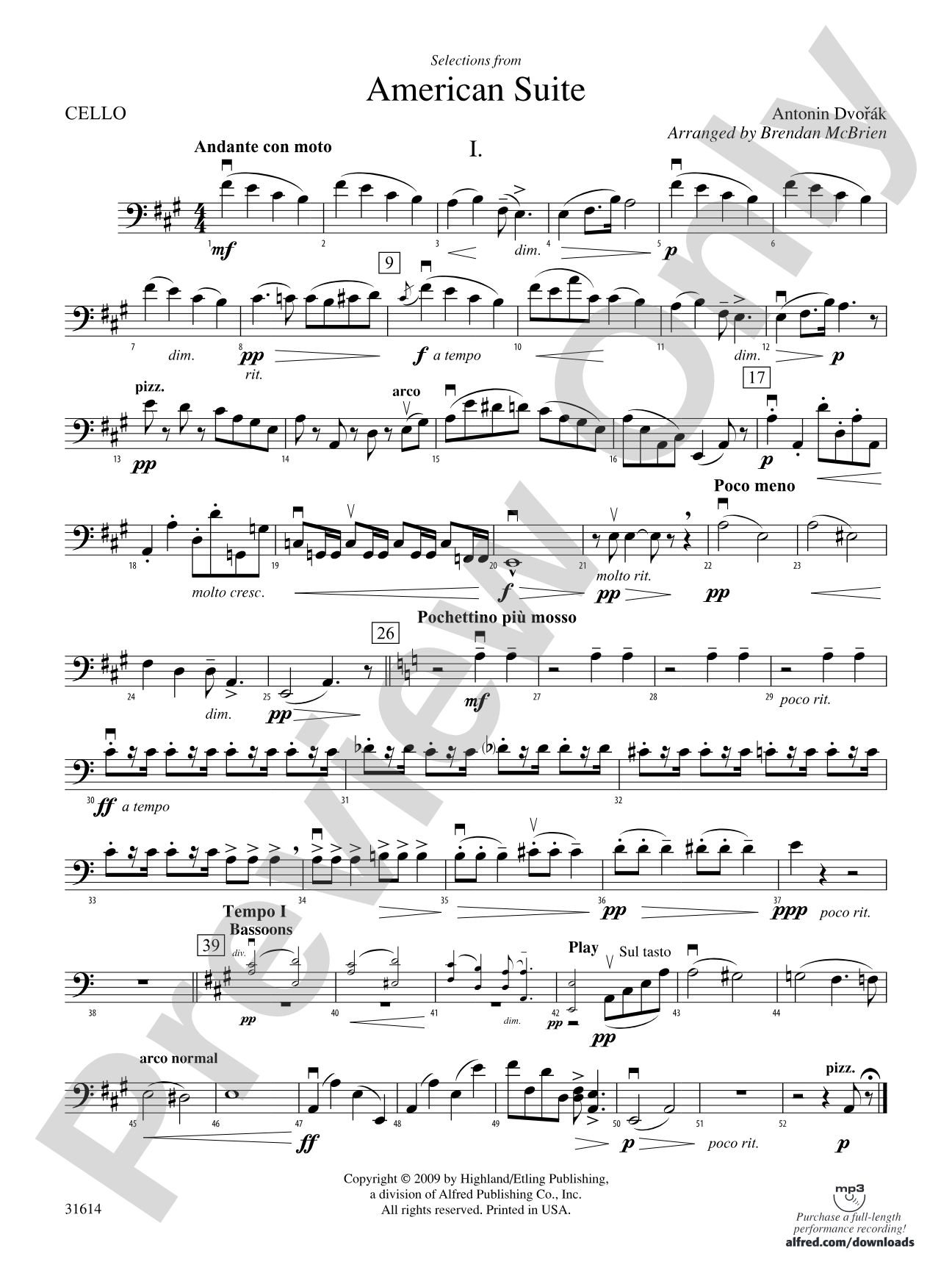 Selections from American Suite: Cello