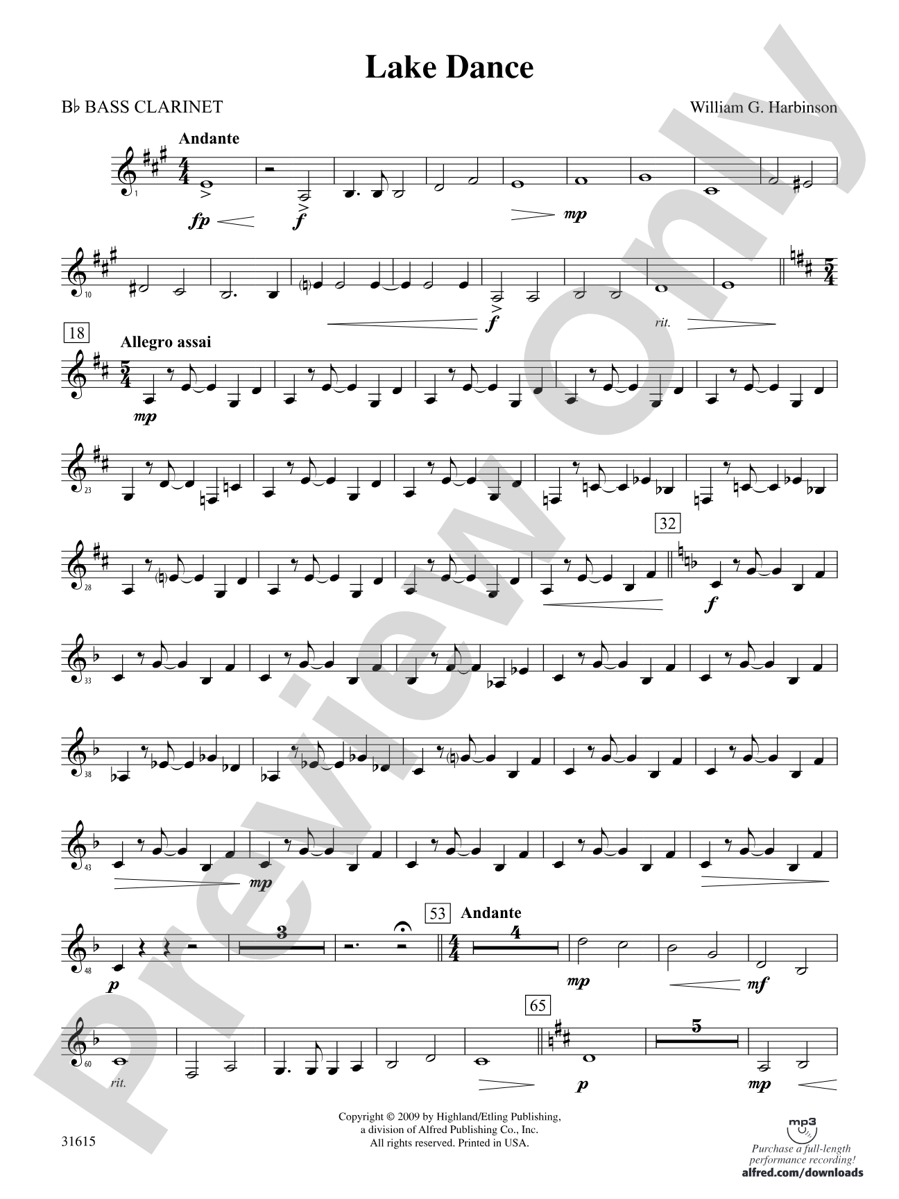 Lake Dance: B-flat Bass Clarinet