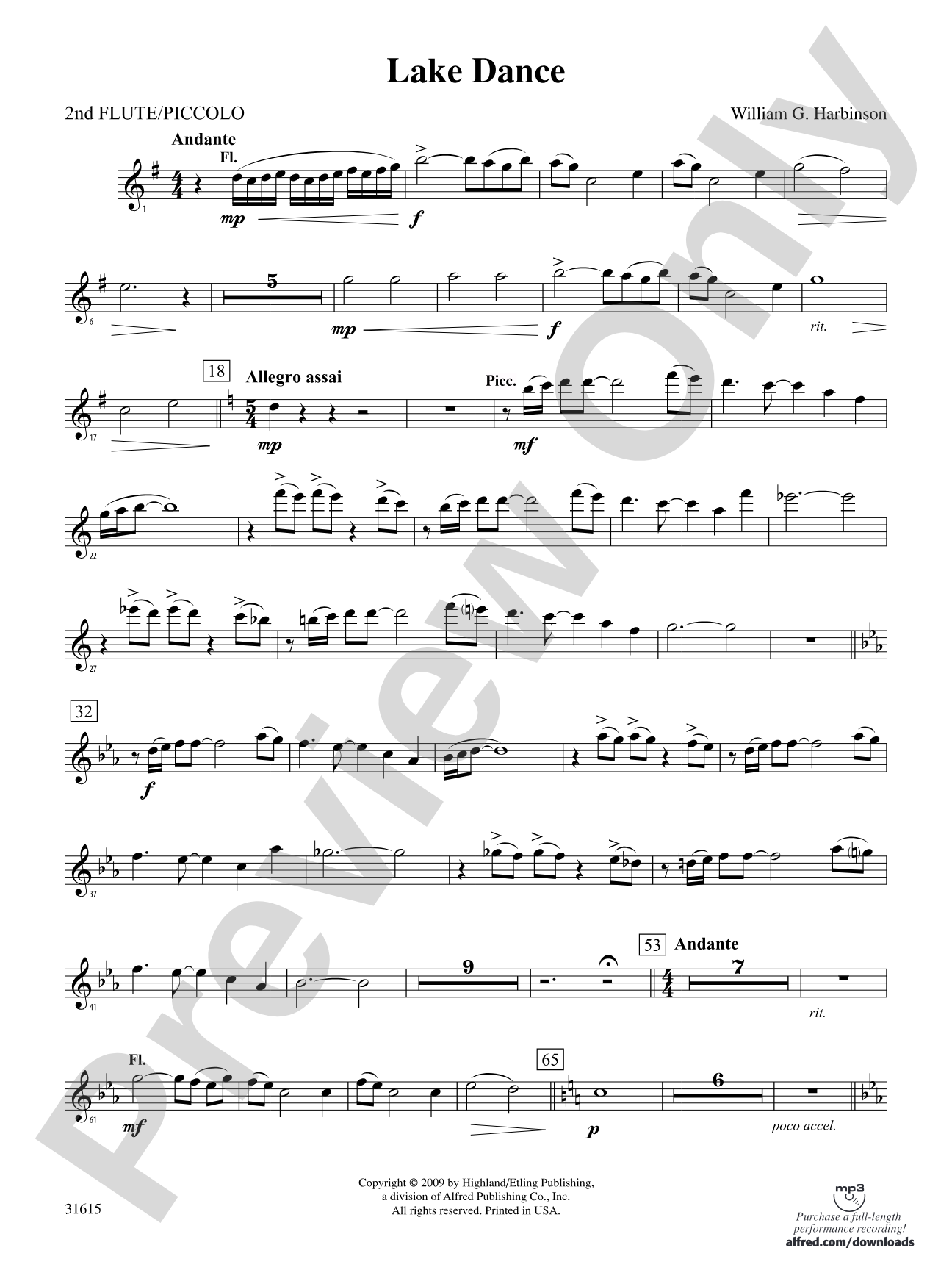 Lake Dance: 2nd Flute