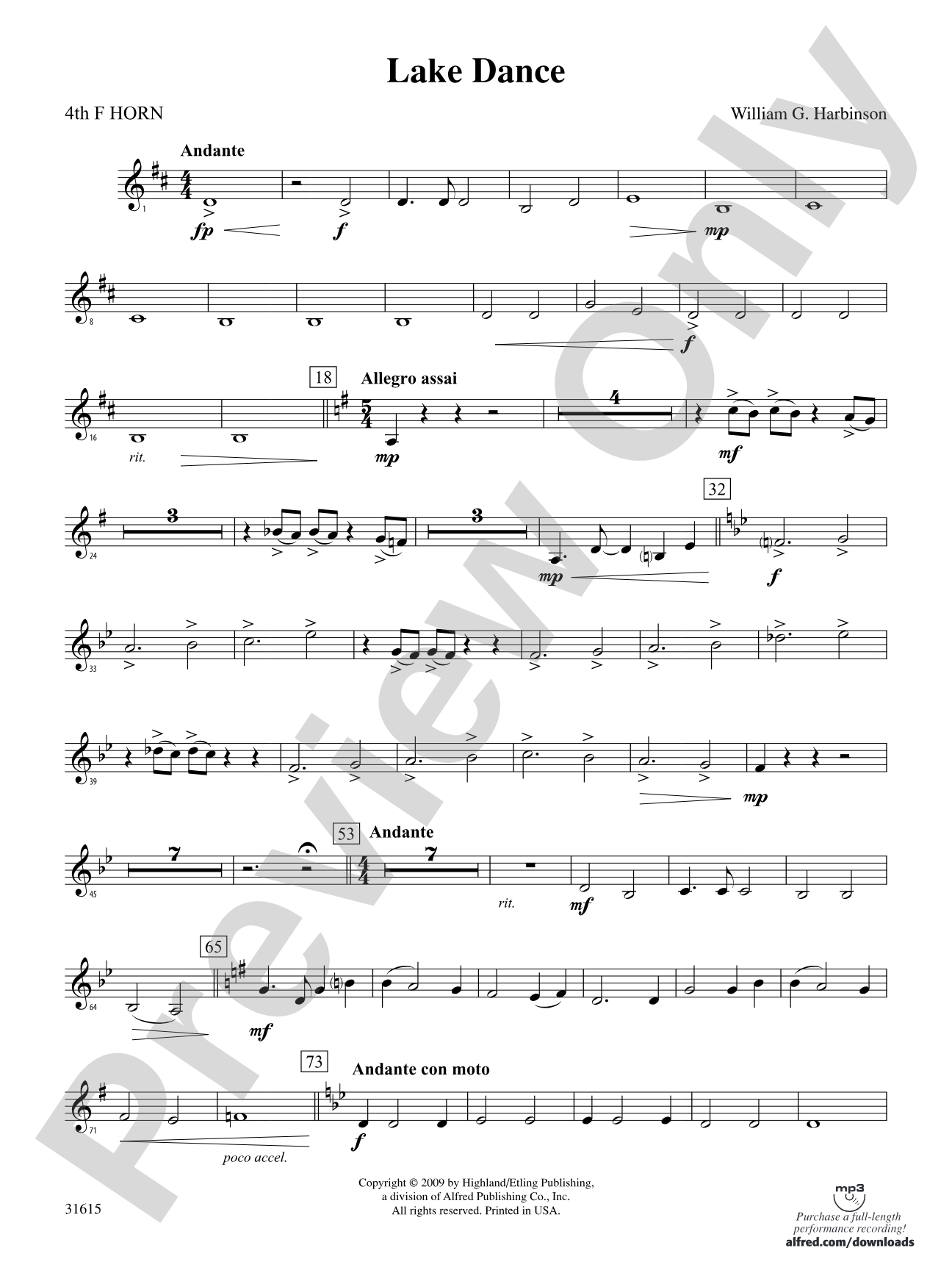 Lake Dance: 4th F Horn