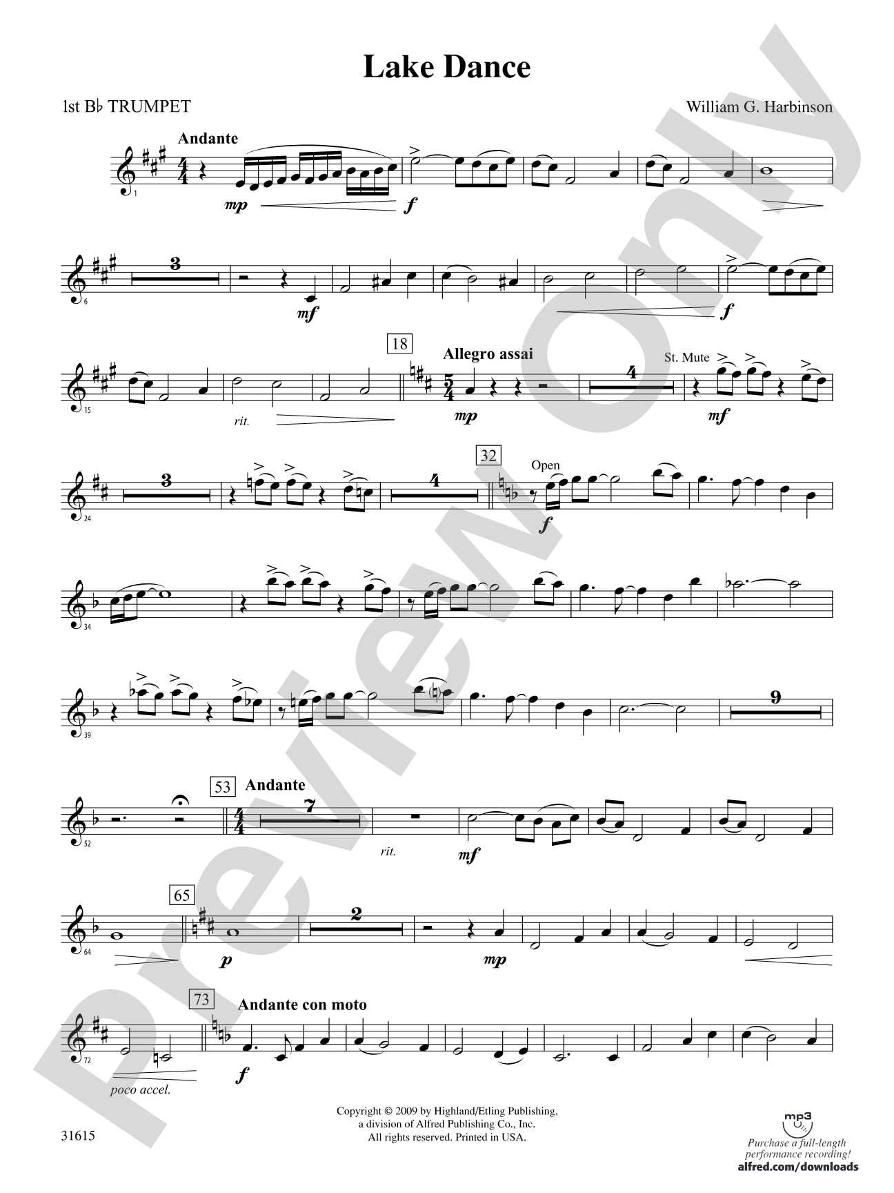 Lake Dance: 1st B-flat Trumpet