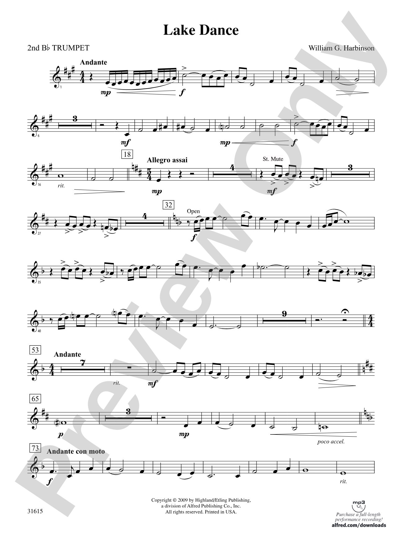 Lake Dance: 2nd B-flat Trumpet