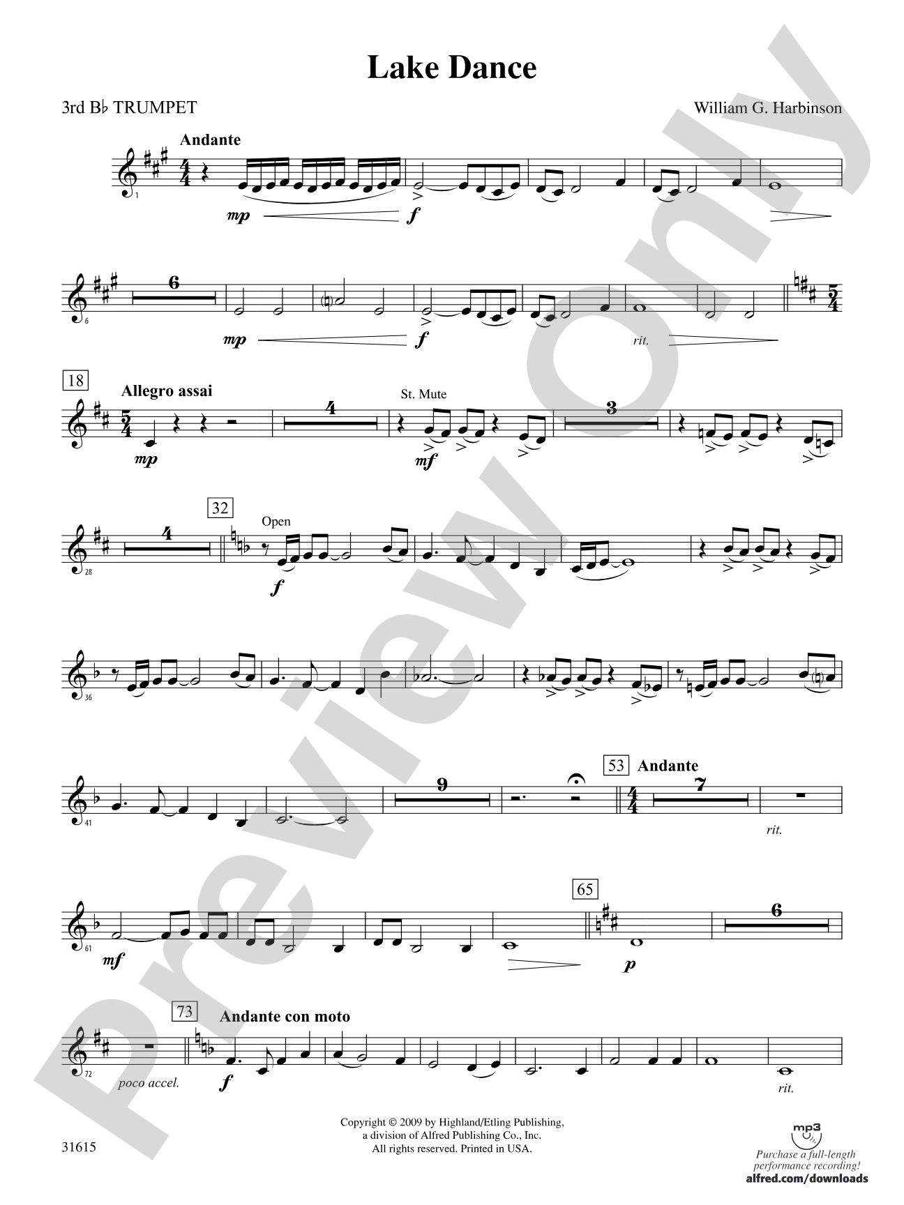 Lake Dance: 3rd B-flat Trumpet