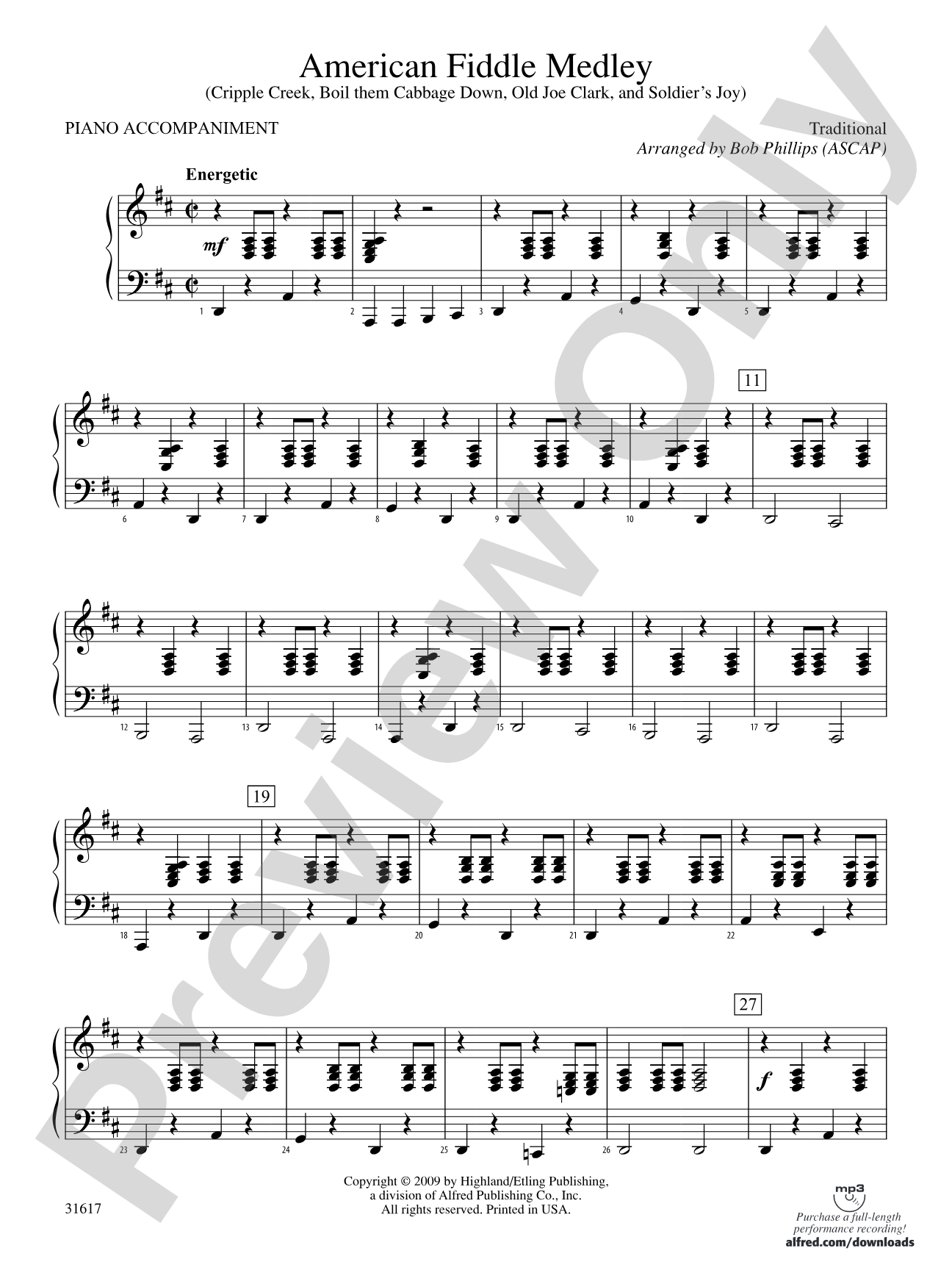 American Fiddle Medley: Piano Accompaniment