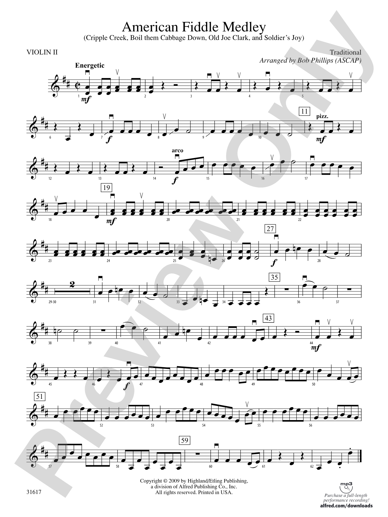 American Fiddle Medley: 2nd Violin