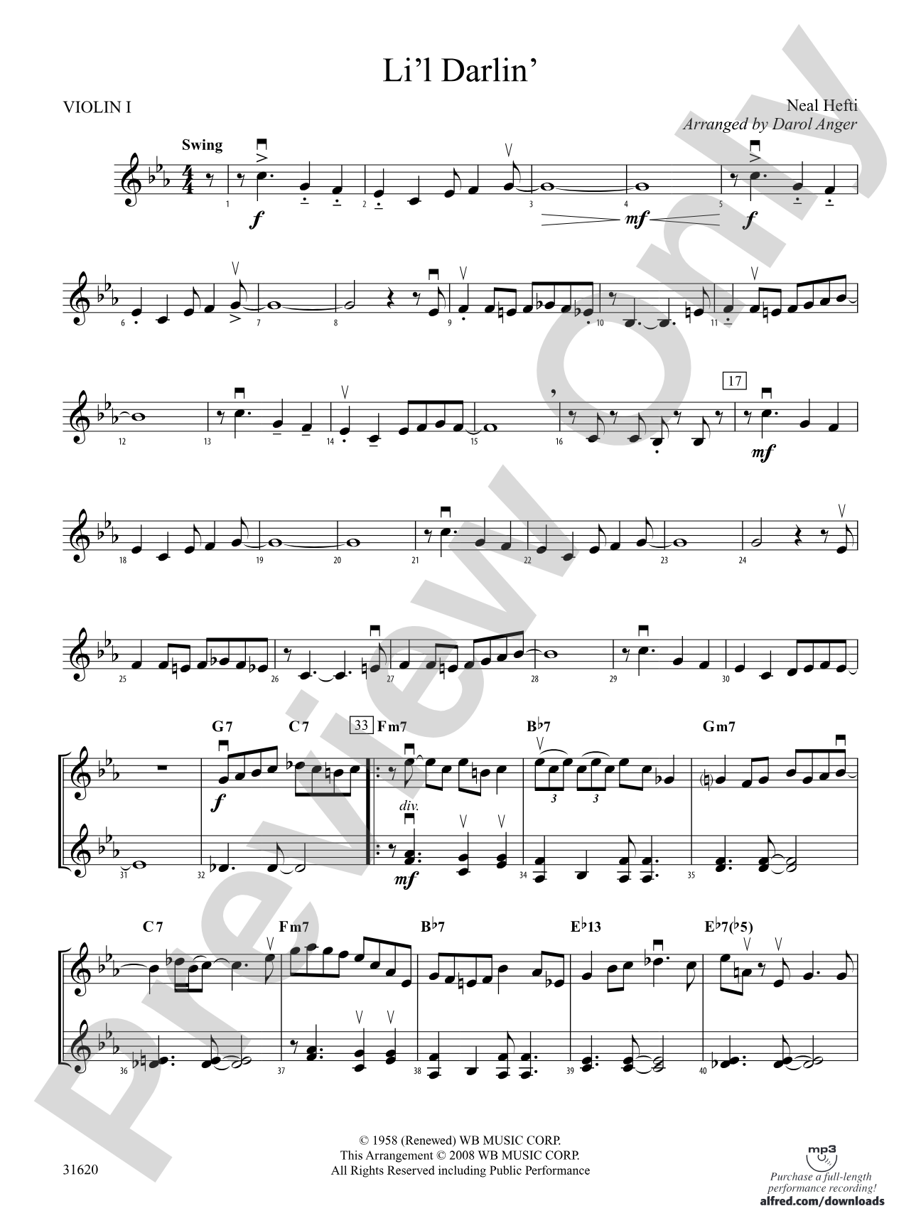 Li'l Darlin': 1st Violin