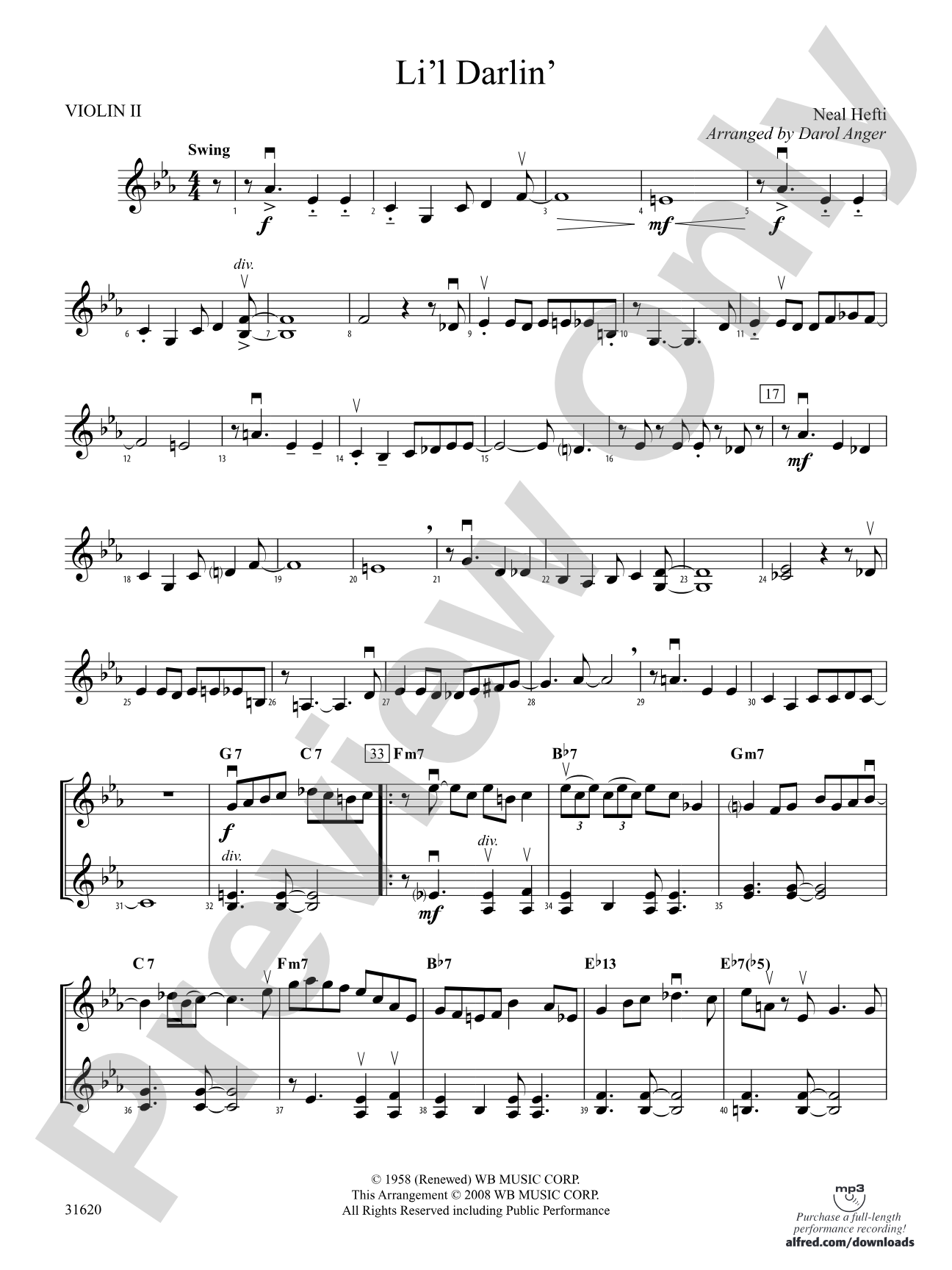 Li'l Darlin': 2nd Violin
