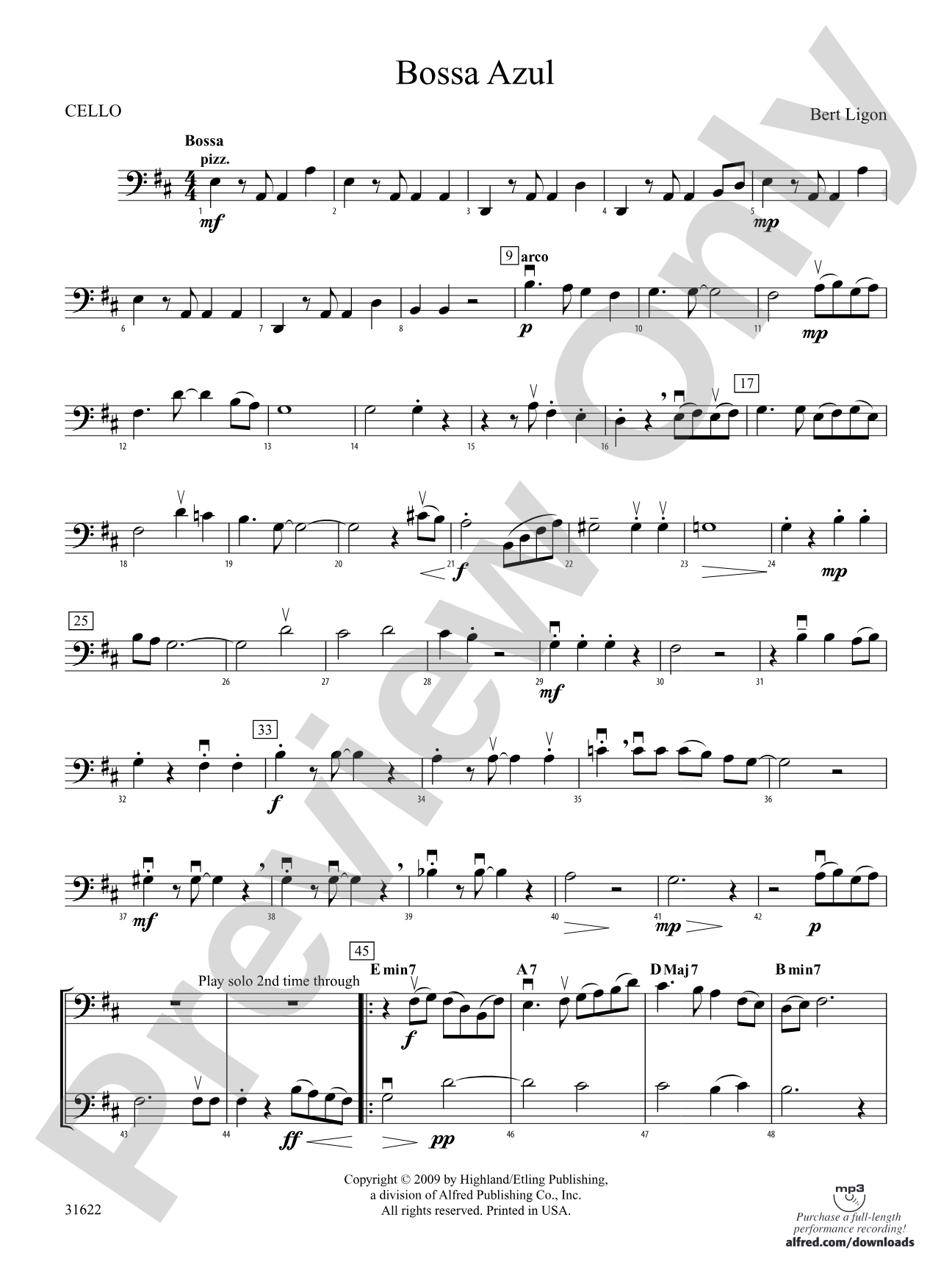 Bossa Azul: Cello
